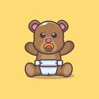ilustração de desenho de mascote de urso bebê fofo vetor
