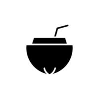 bebida de coco, modelo de logotipo de ilustração vetorial de ícone sólido de suco. adequado para muitos propósitos. vetor