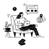 um conceito de reunião online e ilustração de glifo de trabalho vetor