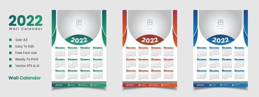 Design de calendário de parede 2022 vetor