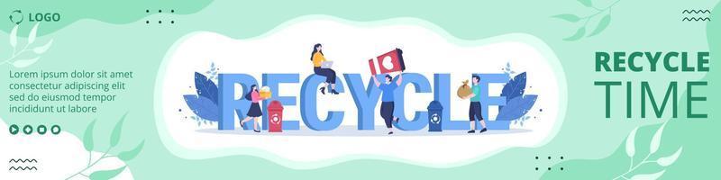 processo de reciclagem com ilustração plana de modelo de banner de lixo editável de fundo quadrado adequado para mídia social ou anúncios de internet na web vetor