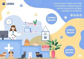 modelo de folheto de cuidados com animais e clínica animal ilustração plana editável de fundo quadrado adequado para mídia social, cartão de felicitações e anúncios de internet na web vetor