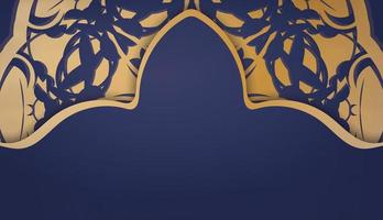 banner azul escuro com padrão de ouro luxuoso e espaço para logotipo ou texto vetor