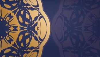 banner azul escuro com ornamento de ouro luxuoso para design sob seu logotipo vetor