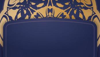 banner azul escuro com padrão de ouro abstrato para design de logotipo vetor