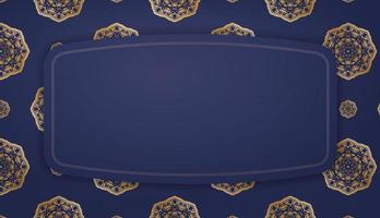 banner azul escuro com ornamentos de ouro grego para design sob seu logotipo ou texto vetor