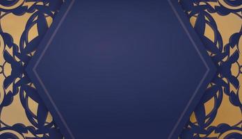 banner azul escuro com padrão de ouro abstrato e lugar para logotipo ou texto vetor