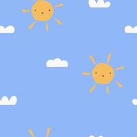 padrão simples infantil sem costura para crianças com sol bonito em estilo moderno. ilustração vetorial. vetor