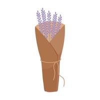 buquê de lavanda em papel kraft. ilustração vetorial isolada. para um projeto ou um cartão postal vetor