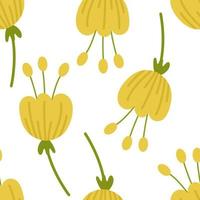 padrão sem emenda com amarelo com flores. ilustração vetorial botânica. para fundo, impressão em papel ou tecido, design ou decoração vetor