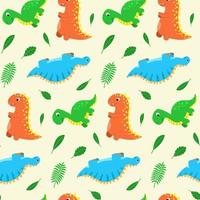 sem costura padrão com dinossauros de desenho animado. impressão fofa para roupas infantis, têxteis, decoração de quarto de berçário. fundo de bebê para tecido, cartão postal, papel de embrulho, produtos de presente, papel de parede vetor