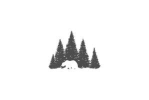 urso polar de gelo com pinheiro cedro evergreen abeto cipreste larício abeto conífera árvores floresta logotipo design vetor