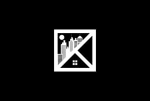 cidade urbana quadrada geométrica para vetor de design de logotipo de apartamento imobiliário