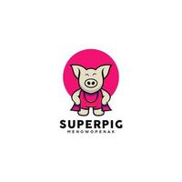 design de logotipo fofo super porco vetor