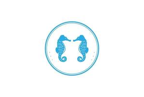 selo de etiqueta de emblema de cavalo-marinho retrô vintage para vetor de design de logotipo de produto de frutos do mar
