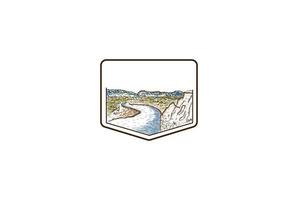vetor de design de logotipo de vista de paisagem de rio texas vintage retrô