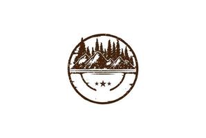 pinho cedro abeto conífera evergreen abeto cipreste cipreste árvores emblema da floresta para o vetor de design de logotipo de aventura de acampamento ao ar livre