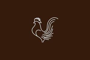 linha de monograma de frango galo simples minimalista para vetor de design de logotipo de fazenda