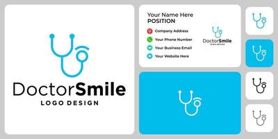 design de logotipo médico e sorriso com modelo de cartão de visita. vetor