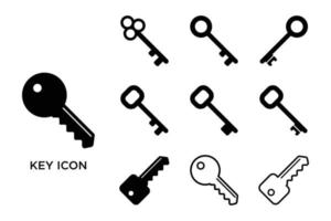 modelo de design de vetor de conjunto de ícones chave em fundo branco