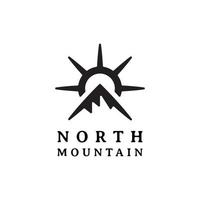 design de logotipo de vetor de montanha de bússola
