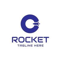 design de logotipo de foguete letra c vetor