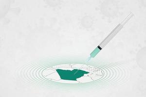 conceito de vacinação da argélia, injeção de vacina no mapa da argélia. vacina e vacinação contra coronavírus, covid-19. vetor