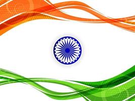 fundo de saudação do estilo de onda do dia da república tricolor do tema da bandeira indiana vetor