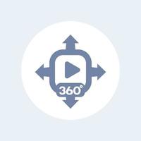 ícone de conteúdo de vídeo de 360 graus, símbolo vetorial isolado sobre o branco vetor