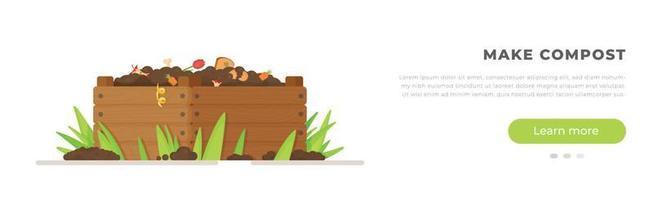ilustração em vetor de um poço de compostagem. venda de adubo caseiro para a horta.