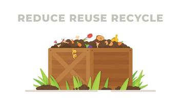 ilustração em vetor de reciclagem de peles e tocos em fertilizante. lixo de esporos em composto.