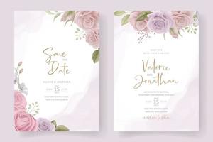 modelo de convite de casamento com design de flor rosa