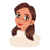 o rosto de uma linda garota. avatar de uma jovem. retrato. ilustração vetorial plana vetor