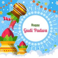 fundo gudi padwa feliz vetor