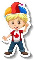 adesivo menino canadense usando chapéu de bobo da corte vetor
