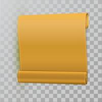 rolo de papel amarelo, curvo e realista. vetor