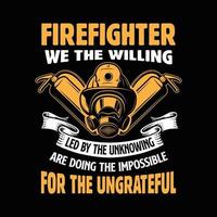 camisa de bombeiro. vetor de design de camiseta de bombeiro. vetor de bombeiro.