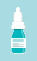 ícone de garrafa de gotas nasais. gota de droga farmacêutica para ouvido ou olhos. vetor de drogas médicas simples no fundo azul em apartamento