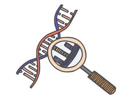 exame de DNA sob uma lupa. rabisco vetor