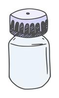 frasco de vidro com tampa com doodle de desenho de pílulas vetor