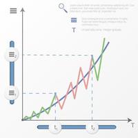 gráfico de gráfico de negócios azul com duas linhas de aumento vetor