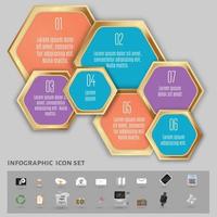 modelo de vetor de hexágonos coloridos para infográficos