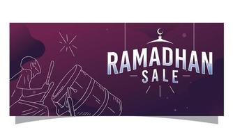 ilustração de banner ramadan kareem com fundo roxo vetor