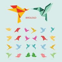conjunto de origami de pássaros vetor