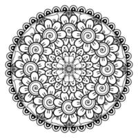 padrão circular em forma de mandala para henna, mehndi, tatuagem, decoração. ornamento decorativo em estilo oriental étnico. página do livro para colorir. vetor