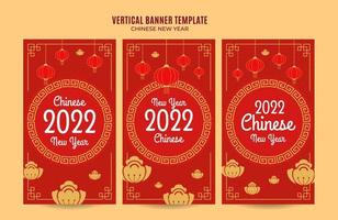 modelo de história do instagram de banner vertical do ano novo chinês 2022 vetor