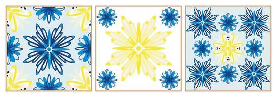 azulejo portugal azulejo estilo azul e amarelo vetor