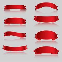 fitas vetoriais brilhantes vermelhas realistas com uma faixa para o seu projeto de design