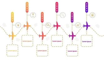 elementos de linha de tempo de roteiro de avião com gráfico de ponto de referência acho que ícones de alvo de engrenagem de pesquisa. ilustração vetorial eps10 vetor