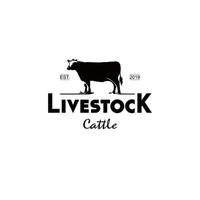 design de logotipo da indústria agrícola vaca gado modelo vintage preto simples divertido